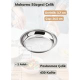 Jet’s Home Makarna Süzgeci 24,5 cm Paslanmaz Çelik Süzgeç Ince - 1 Adet