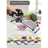 Jet's Home Mandolin Sebze Dilimleyici Paslanmaz Jülyen Kesici Çelik Doğrayıcı Sebze Kesici Gümüş