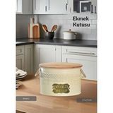Jet's Home Metal Saklama Kutusu Ekmek Sepeti Organizeri 27x27x19 Krem