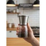 Jet's Home Minimalist 13 cm Cam ve Çelik Tuz Karabiber Değirmeni – Pratik Baharat Öğütücü - Beyaz - 100 ml