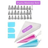 Jet's Home Pasta Süsleme Seti 25 Farklı Krema Duyu Krema Sıkma Torbası 50\'li Hamur Düzenleyici Gri