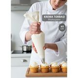 Jet's Home Profesyonel 40 Cm Krema Torbası Bez – Cupcake Ve Standart Pasta Dolguları İçin Beyaz