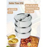 Jet’s Home Sefer Tası 3’lü Yemek Taşıma Kabı Paslanmaz Çelik No 5 / 20*10 cm / 3 Lt.
