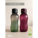 Jet's Home Suluk 2'li Set Su Şişesi Bpa Free Okul Suluğu Pp-5 Suluk Spor Okul Ofis Suluğu Mürdüm-Siyah 900 ml - Çok Renkli