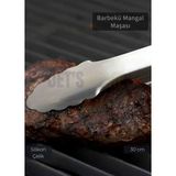 Jet's Home Sunum Maşası Barbekü Maşası Mangal Maşa Çelik Salata Maşası 30 cm - Gri