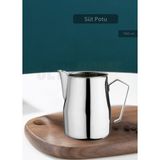 Jet's Home Süt Potu Paslanmaz Süt Köpürtme Sürahisi Çelik Pitcher 700 ml - Gri
