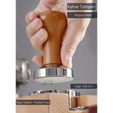 Jet's Home Tamper Ahşap Saplı Paslanmaz Tabanlı Kahve Tamperi 58 Mm Kahverengi