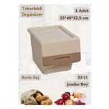 Jet'S Home Tekli Tekerlekli Patateslik Soğanlık Oyuncak Kutusu Patates Soğan Sepeti Motek Bej 33 Lt