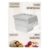 Jet'S Home Tekli Tekerlekli Patateslik Soğanlık Oyuncak Kutusu Patates Soğan Sepeti Motek Gri 33 Lt