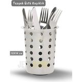 Jet's Home Tezgah Üstü Delikli Kaşıklık Çatallık ve Bıçaklık Ergonomik Paslanmaz Çelik 12X14 cm - Gri