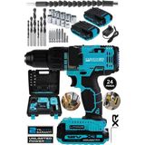 Jetta Power Tools 12V 2AH Metal Şanzıman Çift Akülü Bakır Sargı 24 Parça Şarjlı Akülü Vidalama Matkap