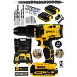 Jetta Power Tools Kimmer Plus 12 V 1.5 Ah Metal Şanzıman Çift Akülü Şarjlı Darbeli 24 Parça Akülü Vidalama Matkap