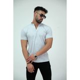 JettStore Erkek Kar Melanj Slim Fit Hakim Yaka %100 Pamuklu Basic Tişört