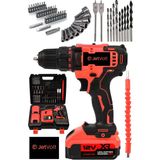 Jetvolt 12V 1.5Ah Metal Şanzuman Çift Akülü 84 Parça Şarjlı Matkap Akülü Vidalama - Kırmızı