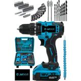 JetVolt 12v 1.5ah Metal Şanzuman Çift Akülü 84 Parça Şarjlı Matkap Akülü Vidalama - Mavi
