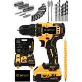 Jetvolt 12V 1.5Ah Metal Şanzuman Çift Akülü 84 Parça Şarjlı Matkap Akülü Vidalama - Sarı