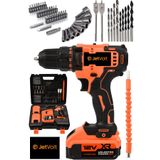JetVolt 12v 1.5ah Metal Şanzuman Çift Akülü 84 Parça Şarjlı Matkap Akülü Vidalama - Turuncu
