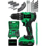 Jetvolt 12V 1.5Ah Metal Şanzuman Çift Akülü 84 Parça Şarjlı Matkap Akülü Vidalama - Yeşil