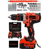 JetVolt 18v Metal Şanzıman Çift Akülü Şarjlı Darbeli Matkap 24 Parça - Kırmızı