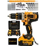 JetVolt 18v Metal Şanzıman Çift Akülü Şarjlı Darbeli Matkap 24 Parça - Sarı
