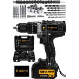 JetVolt 18v Metal Şanzıman Çift Akülü Şarjlı Darbeli Matkap 24 Parça - Siyah