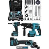 Jetvolt 21V 2.0AH 3 Lü Set Şarjlı Matkap Hilti 2-26MM 450NM Torklu Vidalama Somun Sıkma Şarjlı Taşlama 125MM - Mavi