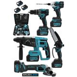 JetVolt 21V 2.0Ah Kömürsüz Darbeli 5'li Set Şarjlı Hilti + Taşlama + Somun Sıkma + Akülü Vidalama +
