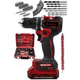 JetVolt 21v 2.0ah Kömürsüz Motor Çelik Mandren Darbeli Şarjlı Matkap Akülü Vidalama - Kırmızı
