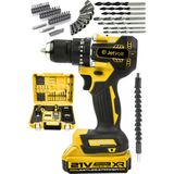 Jetvolt 21V 2.0AH Kömürsüz Motor Çelik Mandren Darbeli Şarjlı Matkap Akülü Vidalama - Siyah - sarı