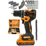 JetVolt 21v 2.0ah Kömürsüz Motor Çelik Mandren Darbeli Şarjlı Matkap Akülü Vidalama - Turuncu