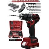 JetVolt 21v 2.0ah Kömürsüz Motor Çelik Mandren Darbeli Şarjlı Matkap - Kırmızı