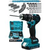 JetVolt 21v 2.0ah Kömürsüz Motor Çelik Mandren Darbeli Şarjlı Matkap - Mavi