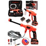 JetVolt 21v 2.0ah Kömürsüz Motor Yüksek Basınçlı Akülü Oto Araba Yıkama Makinesi Şarjlı - Kırmızı