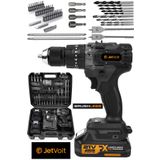 JetVolt 21v Çelik Mandren Kömürsüz Motor Darbeli Şarjlı Matkap - Siyah