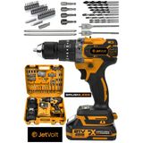 JetVolt 21v Çelik Mandren Kömürsüz Motor Darbeli Şarjlı Matkap - Turuncu