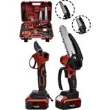 JetVolt 2'Li Set 18V 1.5Ah Çift Akülü Çelik Şanzıman Şarjlı Dal Budama & Testeresi - Kırmızı