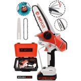 JetVolt Extra Power Kömürsüz Motor Şarjlı El Testeresi Ağaç Odun Dal Kesme Budama Mavi - Kırmızı