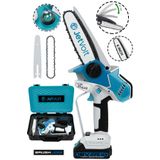 JetVolt Extra Power Kömürsüz Motor Şarjlı El Testeresi Ağaç Odun Dal Kesme Budama Mavi - Mavi