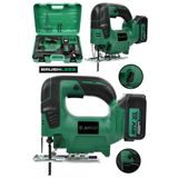 JetVolt Profesyonel 21v 3.0ah 10 Pilli Metal Şanzıman Dekupaj Testere - Yeşil