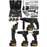 JetVolt Profesyonel 4'Lü Set Şarjlı 2-26 Kırıcı Delici Hilti+125mm Taşlama+450Nm Somun Sökme+13mm Da
