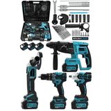 Jetvolt Profesyonel 4'Lü Set Şarjlı 2-26 Kırıcı Delici Hilti+125Mm Taşlama+450Nm Somun Sökme+13Mm Darbeli Matkap - Mavi