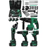 Jetvolt Profesyonel 4'Lü Set Şarjlı 2-26 Kırıcı Delici Hilti+125Mm Taşlama+450Nm Somun Sökme+13Mm Darbeli Matkap - Yeşil