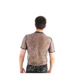 JEU JEU FOIL – Gümüş Varak Baskılı Transparan Fantezi Erkek Bluz