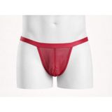 Jeu Jeu Sheer Erkek Tül Tanga Slip (KIRMIZI, S/M)