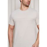 Jeuss Erkek Viscon Lina Likralı Kumaş Bisiklet Yaka Bej Tshirt