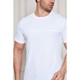 Jeuss Erkek Viscon Lina Likralı Kumaş Bisiklet Yaka Beyaz Tshirt