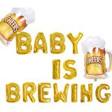 JeVenis Baby is Brewing Balloons Baby is Brewing Afiş Bebek Açıklama Balonları Bebek Bira Bebek Duş Dekoru Bebek Cinsiyet Açıklama Dekorasyon