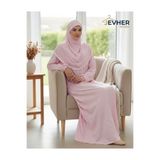 JEVHER MODA Namaz Elbisesi %100 Pamuk Tek Parça Desenli - Lastikli Kol