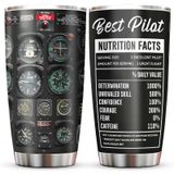 Jevuta Erkekler İçin Pilot Hediyeler Kahve Bardağı, Havacılık Pilot Göstergeleri Baba Koca için Hediyeler, Pilot Doğum Günü Noel Fikirleri Havacı Seyahat Kupası 20 oz