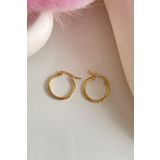 JewAksesuar Gold Küpe 14 Ayar Altın Kaplama Çelik Orta Boy Kalın Halka 2,8 Cm